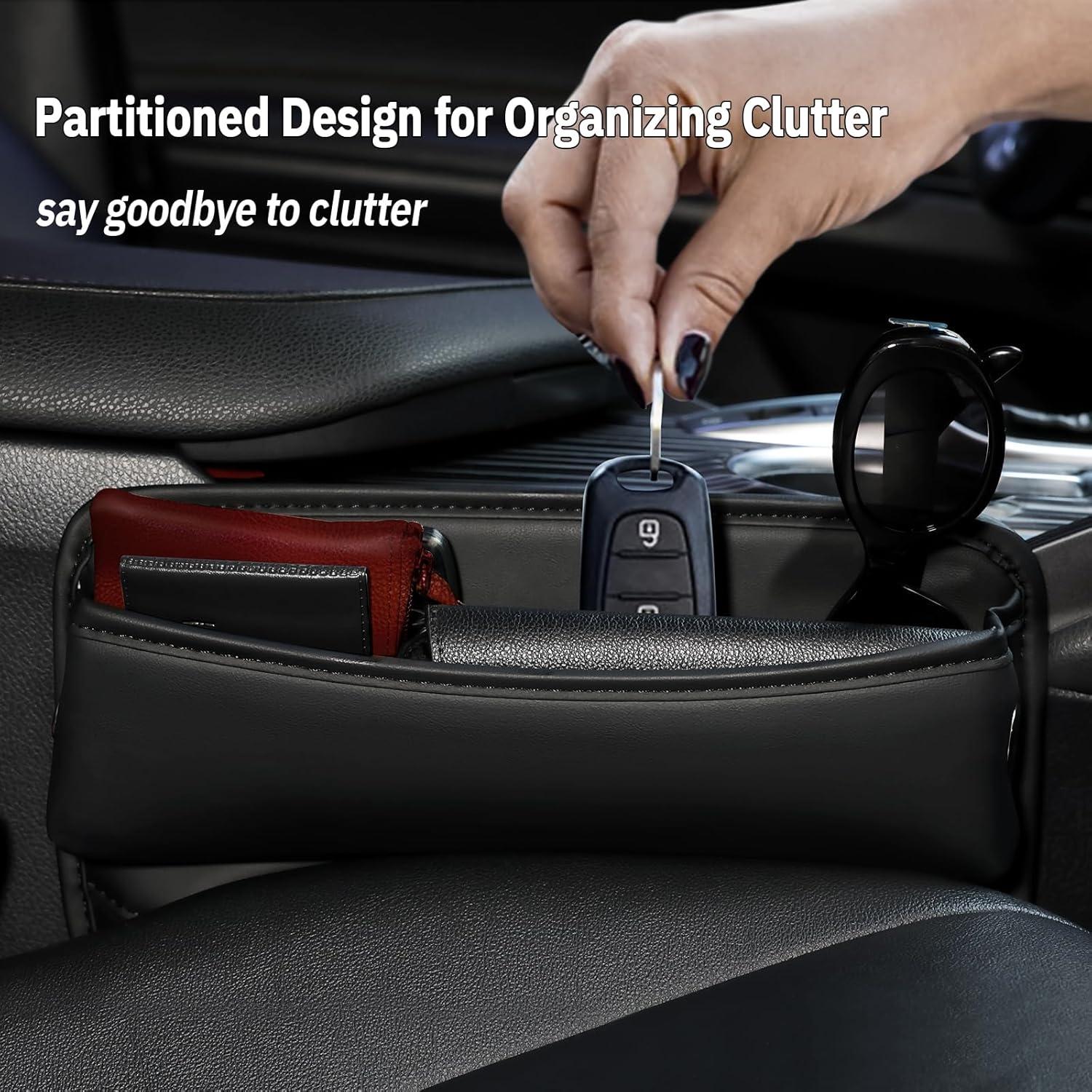 Relleno Espacio Asientos Coche JHLGRE 2 Piezas Cuero Negro