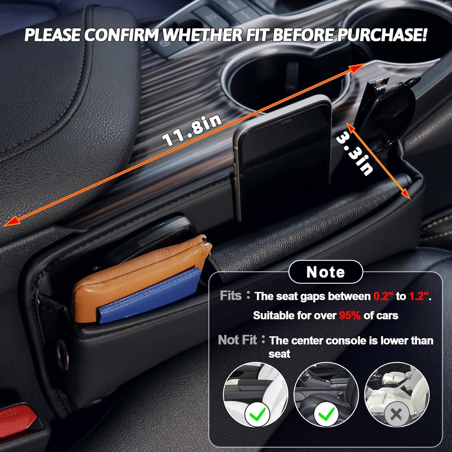 Relleno Espacio Asientos Coche JHLGRE 2 Piezas Cuero Negro