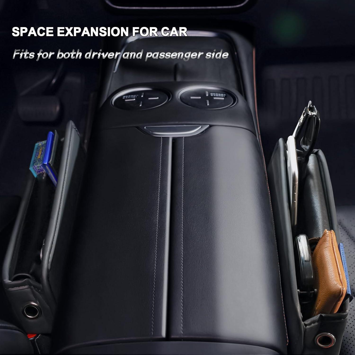 Relleno Espacio Asientos Coche JHLGRE 2 Piezas Cuero Negro