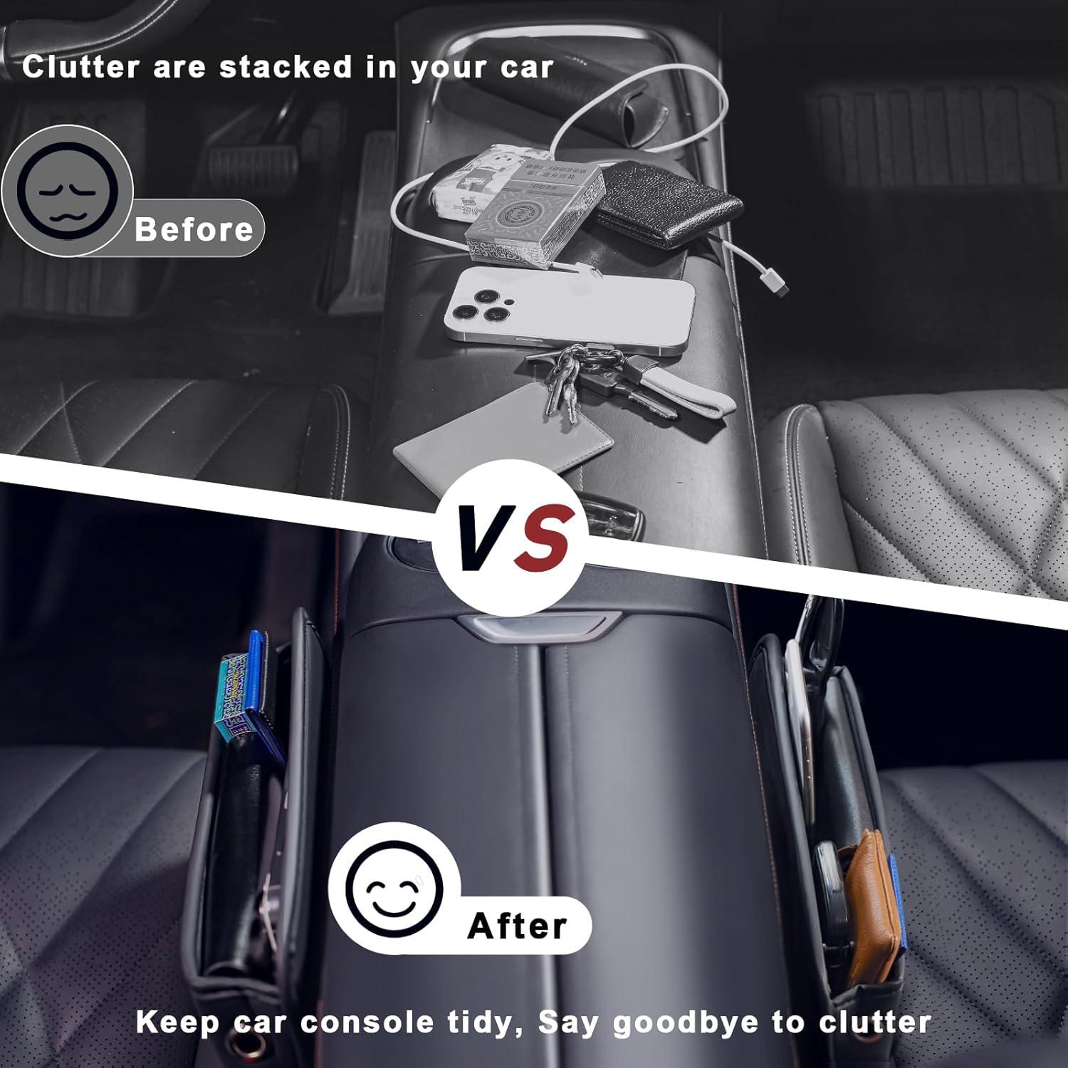 Relleno Espacio Asientos Coche JHLGRE 2 Piezas Cuero Negro