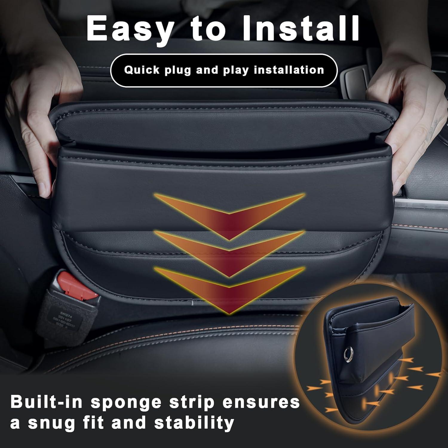 Relleno Espacio Asientos Coche JHLGRE 2 Piezas Cuero Negro