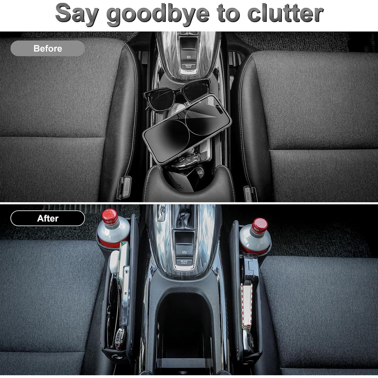 Organizador de Espacio entre Asientos Pcnjozx - Cuero Negro