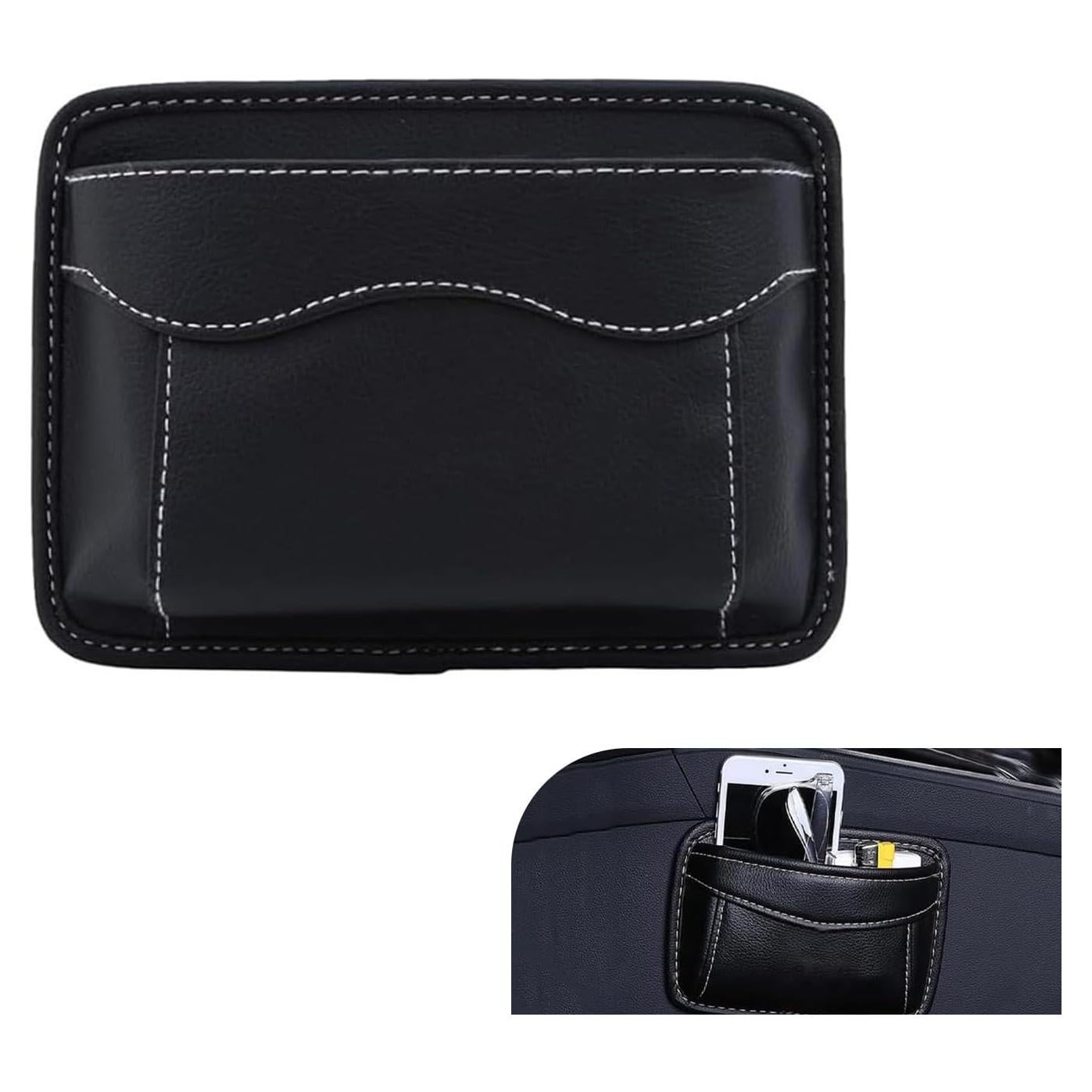 Organizador de bolsillo lateral para coche Bawkars - Cuero PU Negro