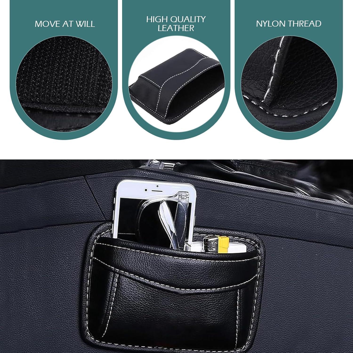 Organizador de bolsillo lateral para coche Bawkars - Cuero PU Negro