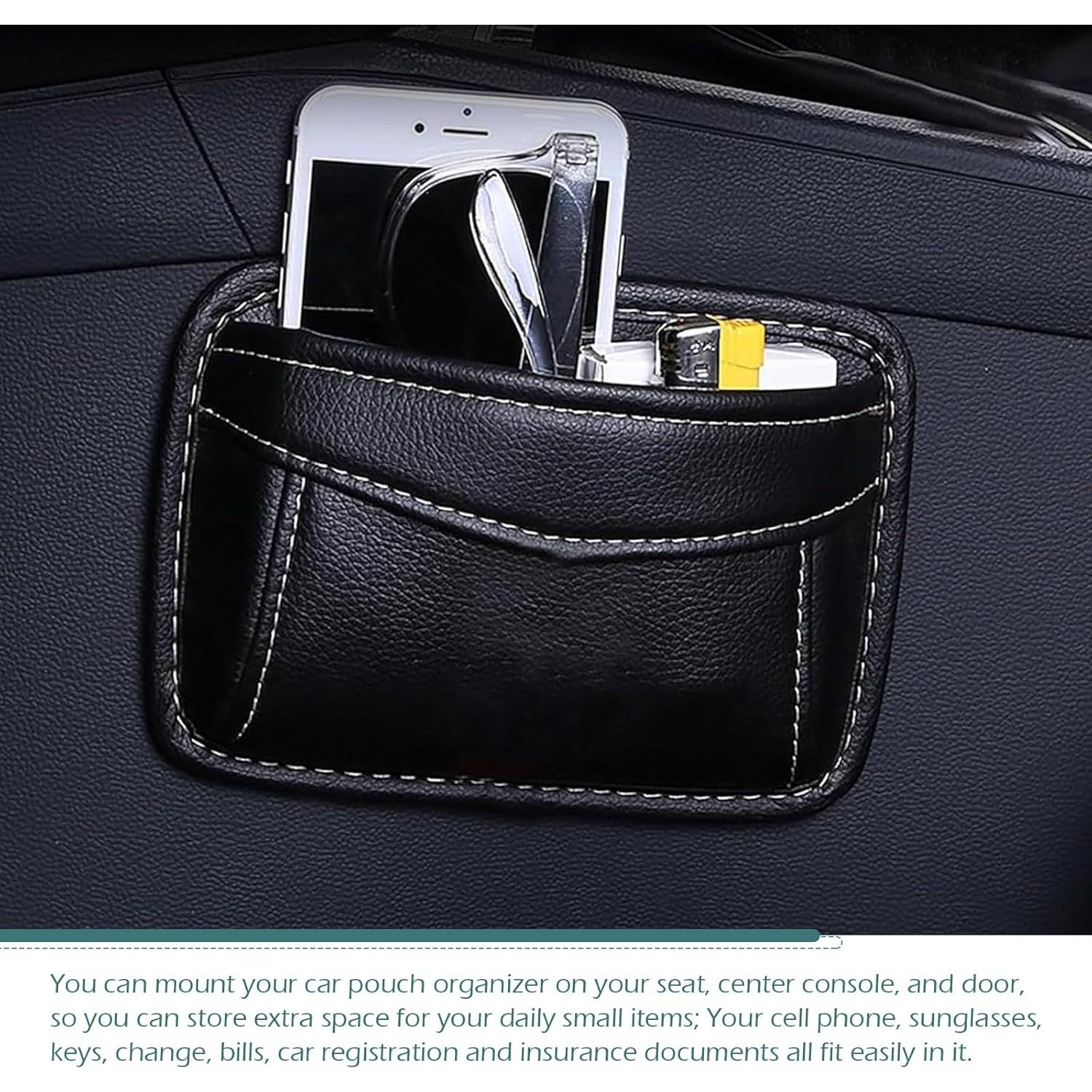 Organizador de bolsillo lateral para coche Bawkars - Cuero PU Negro