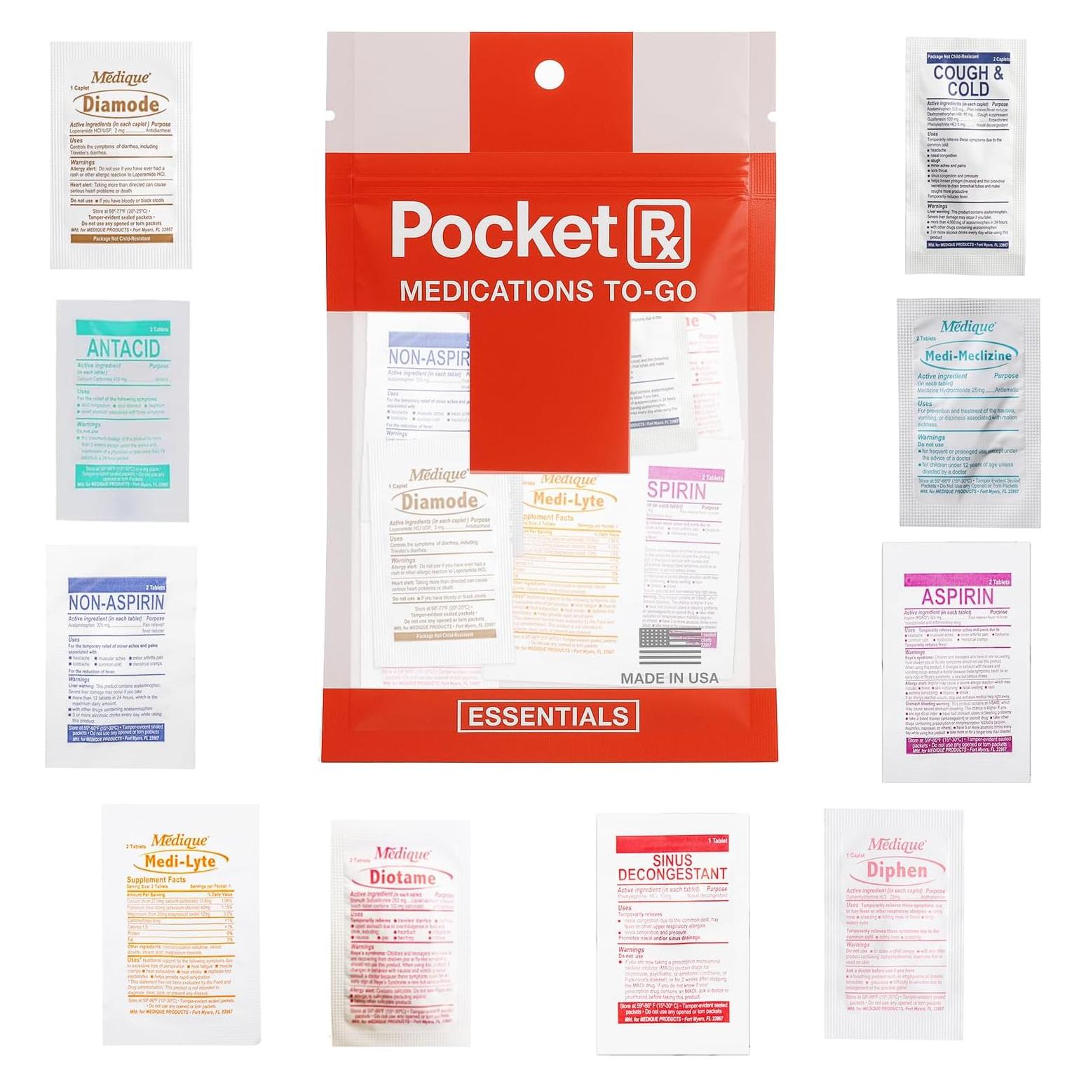 Kit de Medicina de Viaje Pocket RX Mini - Primeros Auxilios TSA