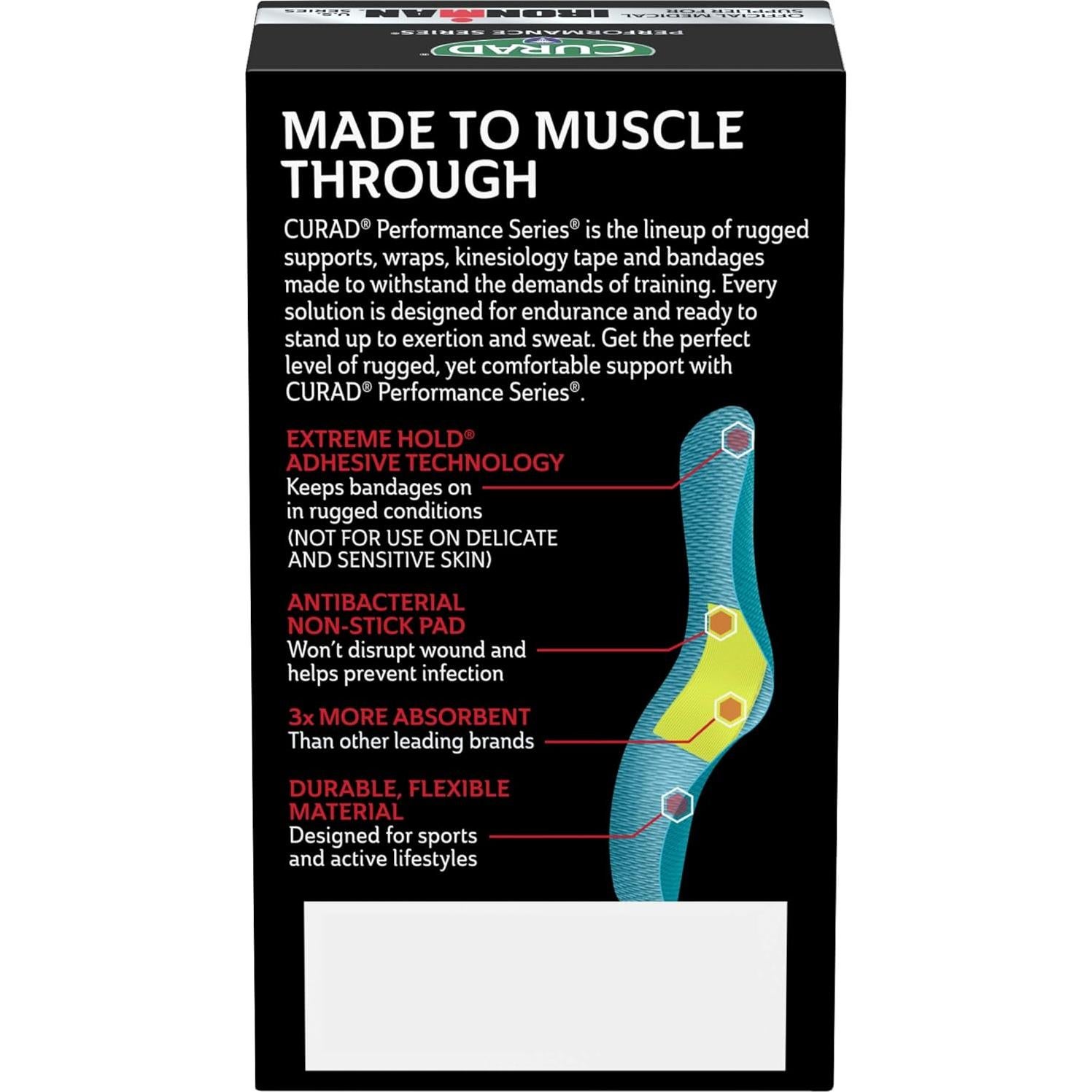 Vendajes Antibacterianos CURAD IRONMAN 20 Unidades 2.54x8.26cm