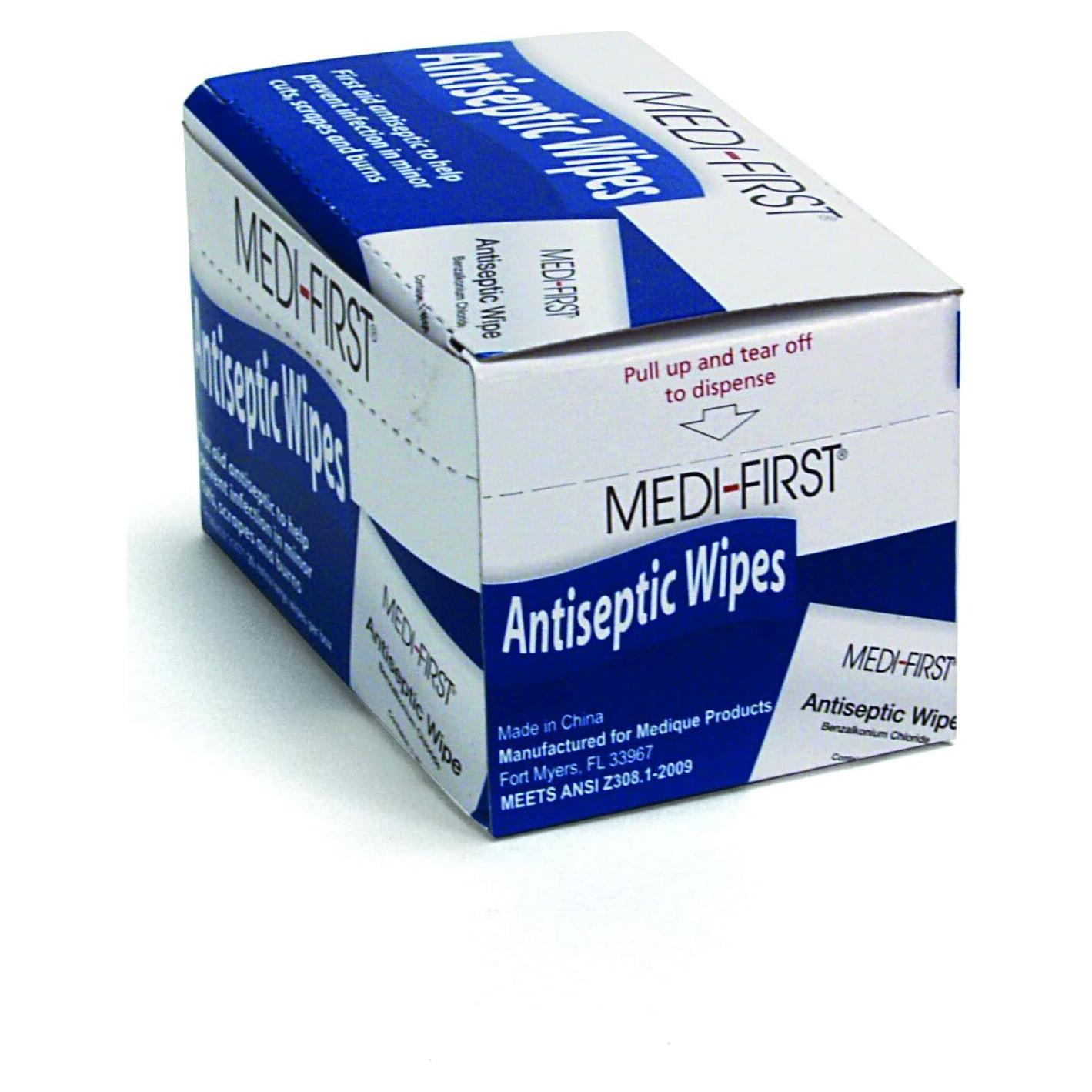 Toallitas Antiséticas Medi-First 20 Unidades para Primeros Auxilios
