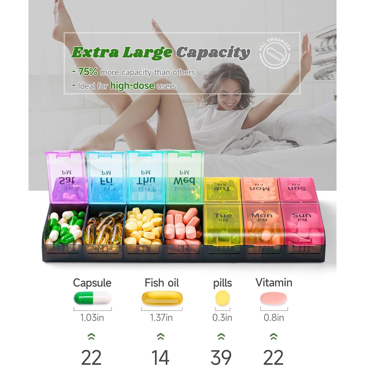 Organizador de Pastillas Extra Grande Colorwing AM PM 7 Días