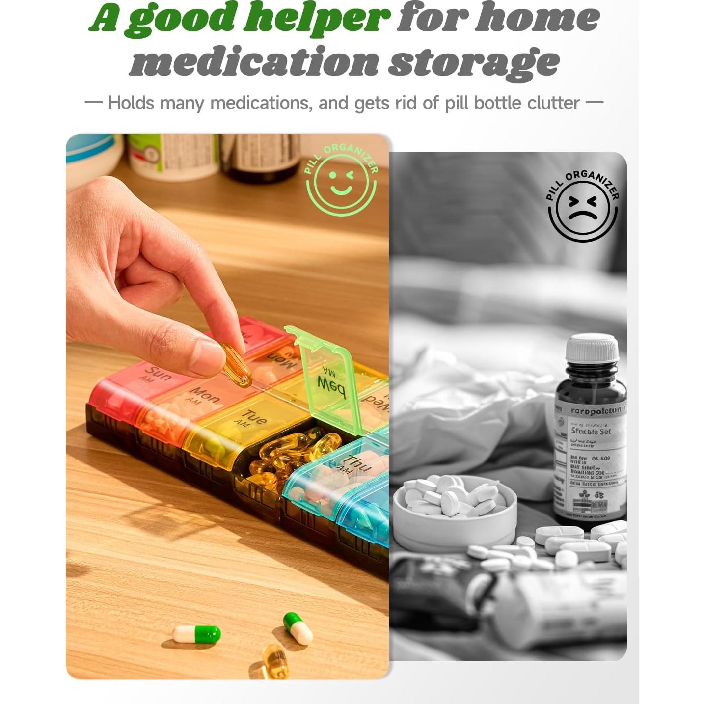 Organizador de Pastillas Extra Grande Colorwing AM PM 7 Días