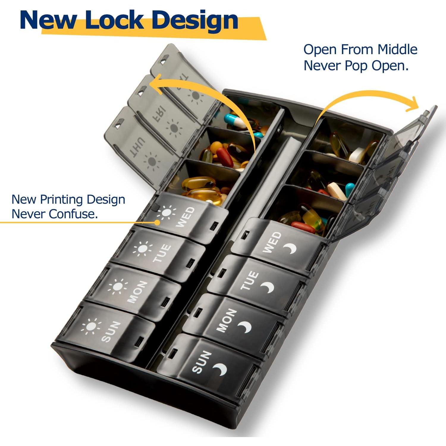 Organizador de Pastillas Semanal YAKLIM 14 Compartimentos Negro