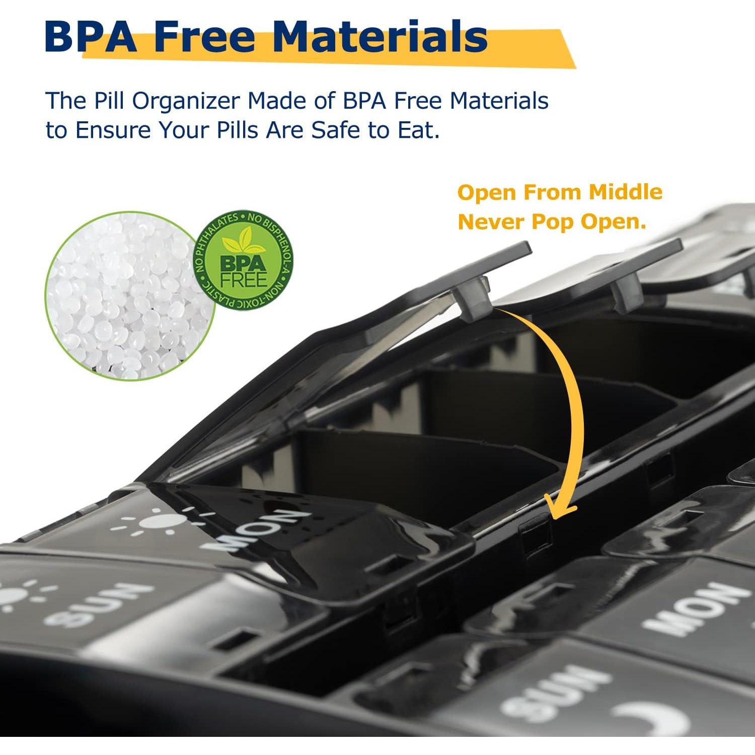 Organizador de Pastillas Semanal YAKLIM 14 Compartimentos Negro