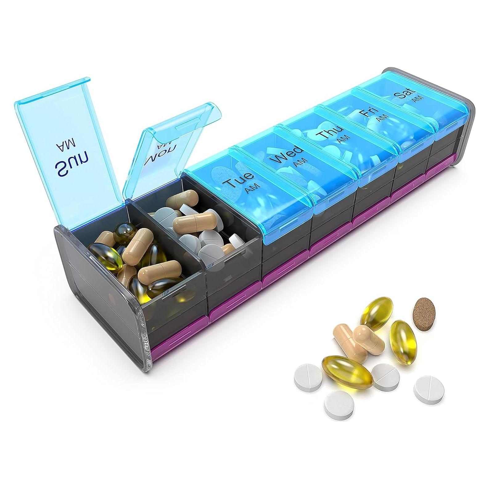 Organizador de Pastillas XXL Bexeen 2 Veces al Día AM PM