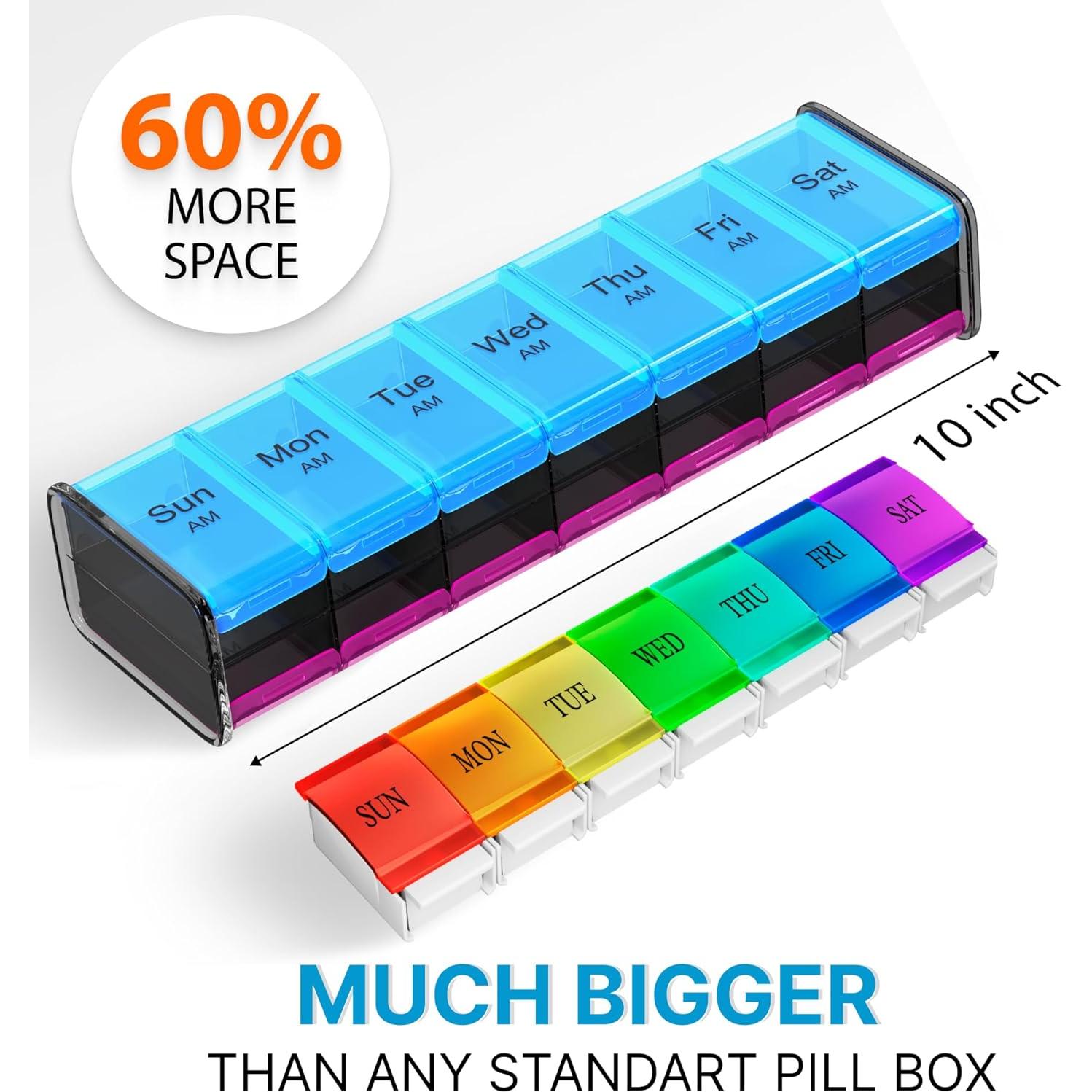 Organizador de Pastillas XXL Bexeen 2 Veces al Día AM PM