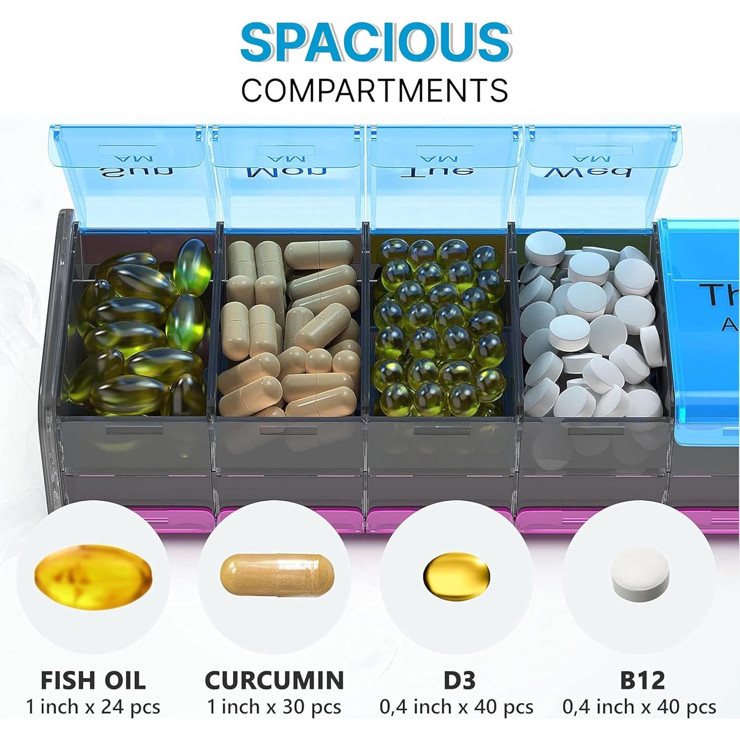 Organizador de Pastillas XXL Bexeen 2 Veces al Día AM PM