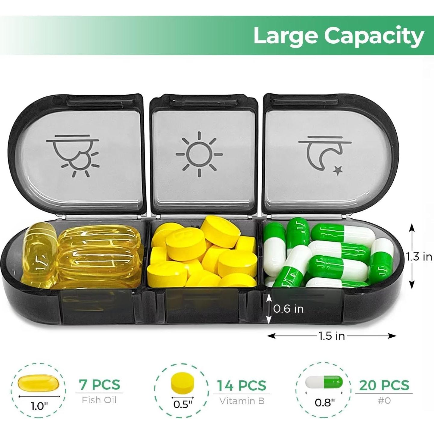 Organizador de Pastillas Semanal PULIV 3 Veces al Día Negro