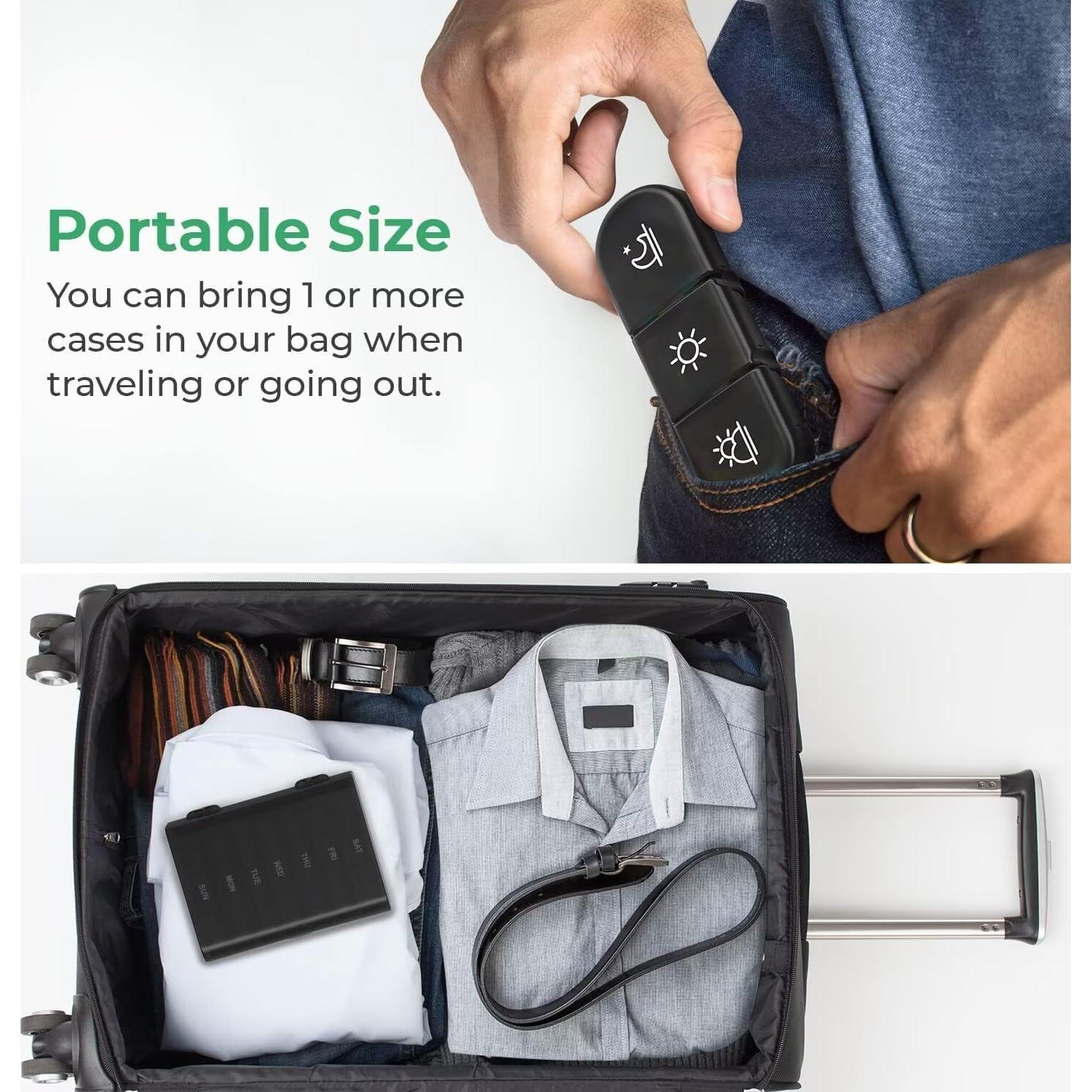 Organizador de Pastillas Semanal PULIV 3 Veces al Día Negro