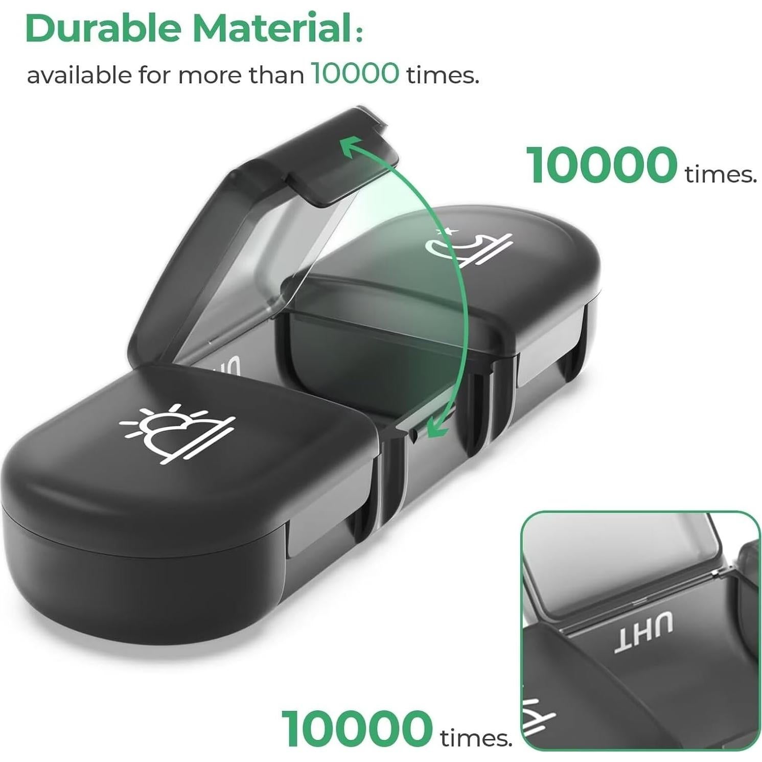 Organizador de Pastillas Semanal PULIV 3 Veces al Día Negro