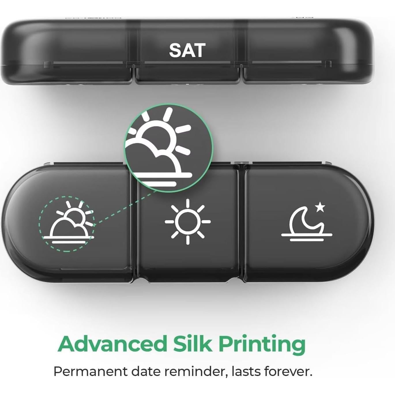 Organizador de Pastillas Semanal PULIV 3 Veces al Día Negro