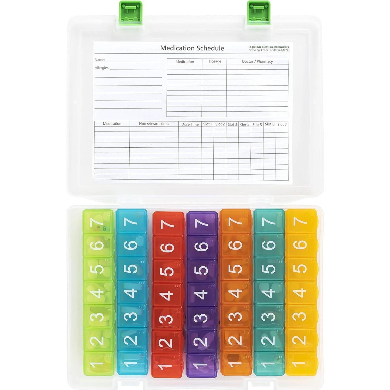 Organizador Semanal de Pastillas e-Pill 7x7 Multicolor