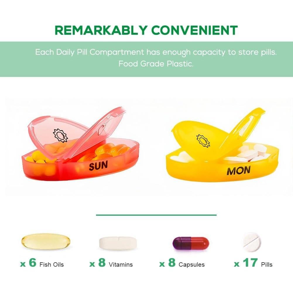 Organizador Semanal de Pastillas AM/PM GIYA - 7 Días, Sin BPA