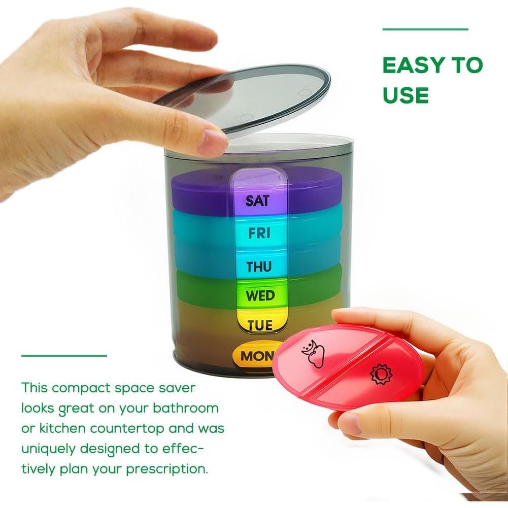 Organizador Semanal de Pastillas AM/PM GIYA - 7 Días, Sin BPA