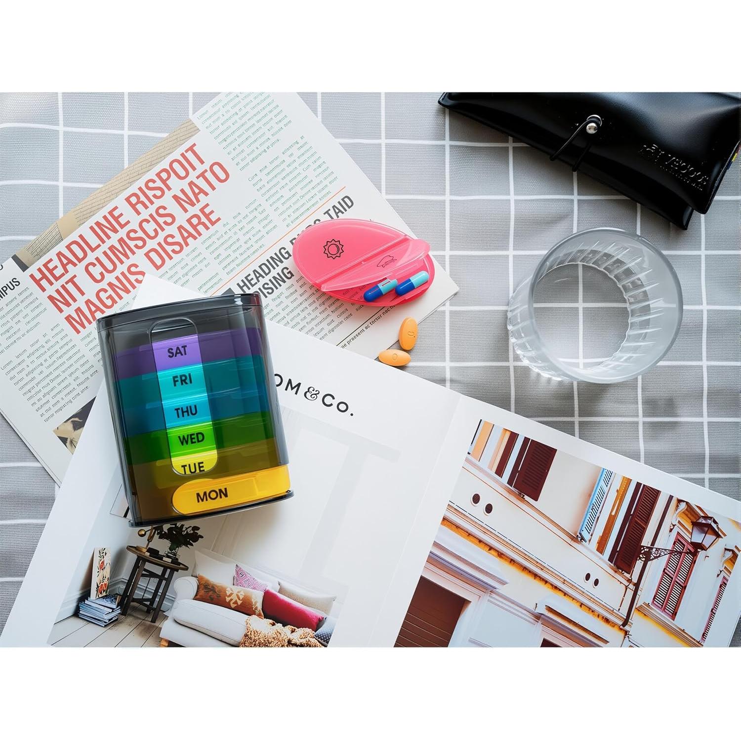 Organizador Semanal de Pastillas AM/PM GIYA - 7 Días, Sin BPA