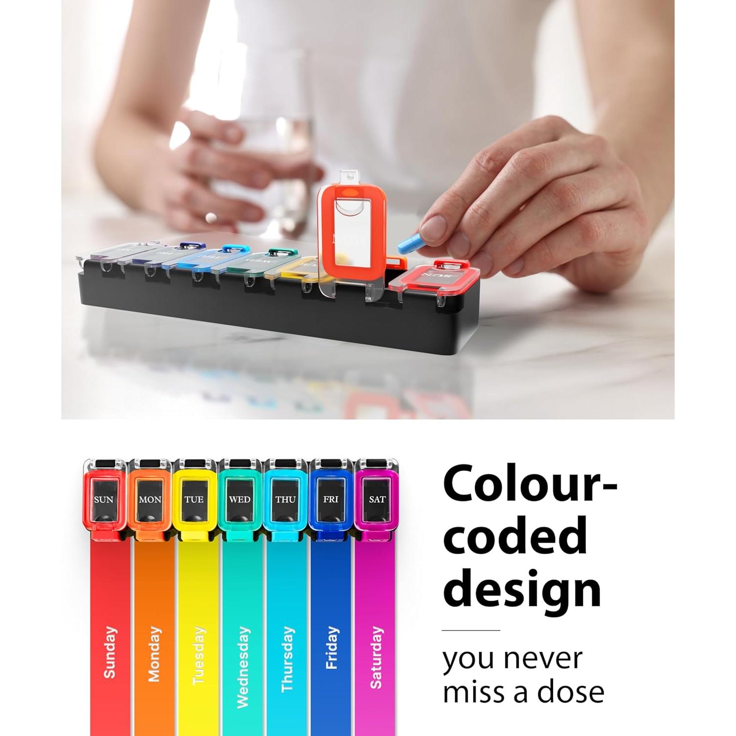 Organizador Semanal de Pastillas Bexeen 7 Días Impermeable