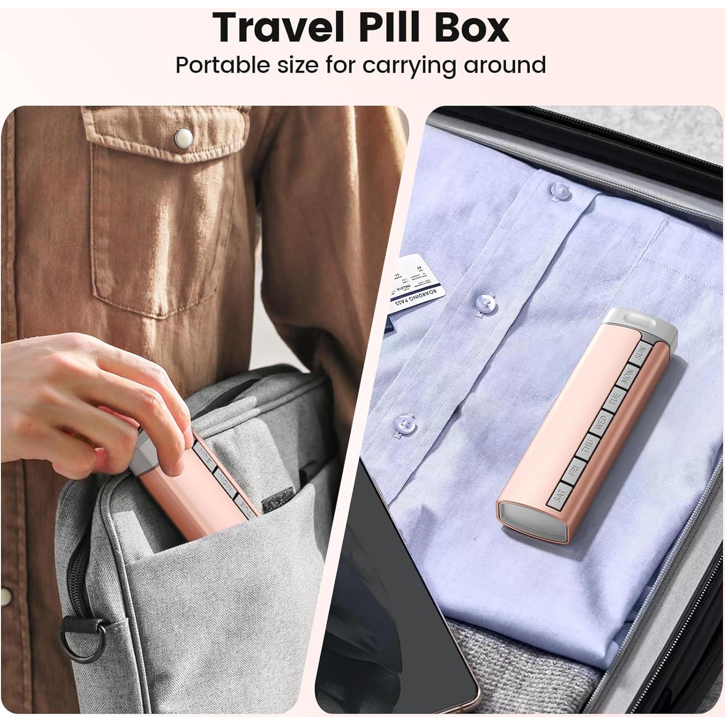 Organizador de Pastillas Semanal Daviky Aluminio Rosa 7 Días