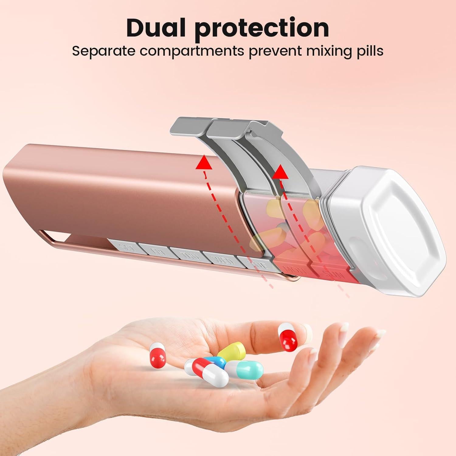 Organizador de Pastillas Semanal Daviky Aluminio Rosa 7 Días