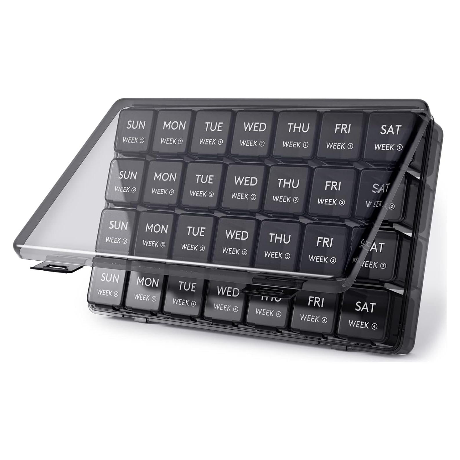 Organizador de Pastillas Mensual Lifewit 28 Compartimentos Negro