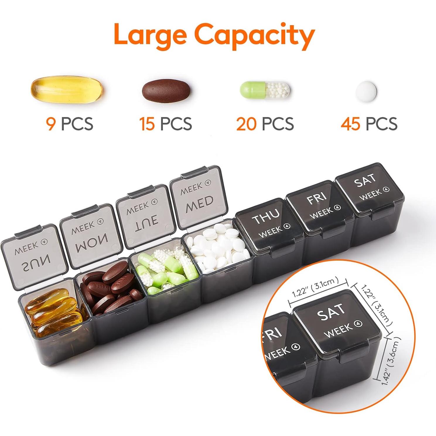 Organizador de Pastillas Mensual Lifewit 28 Compartimentos Negro