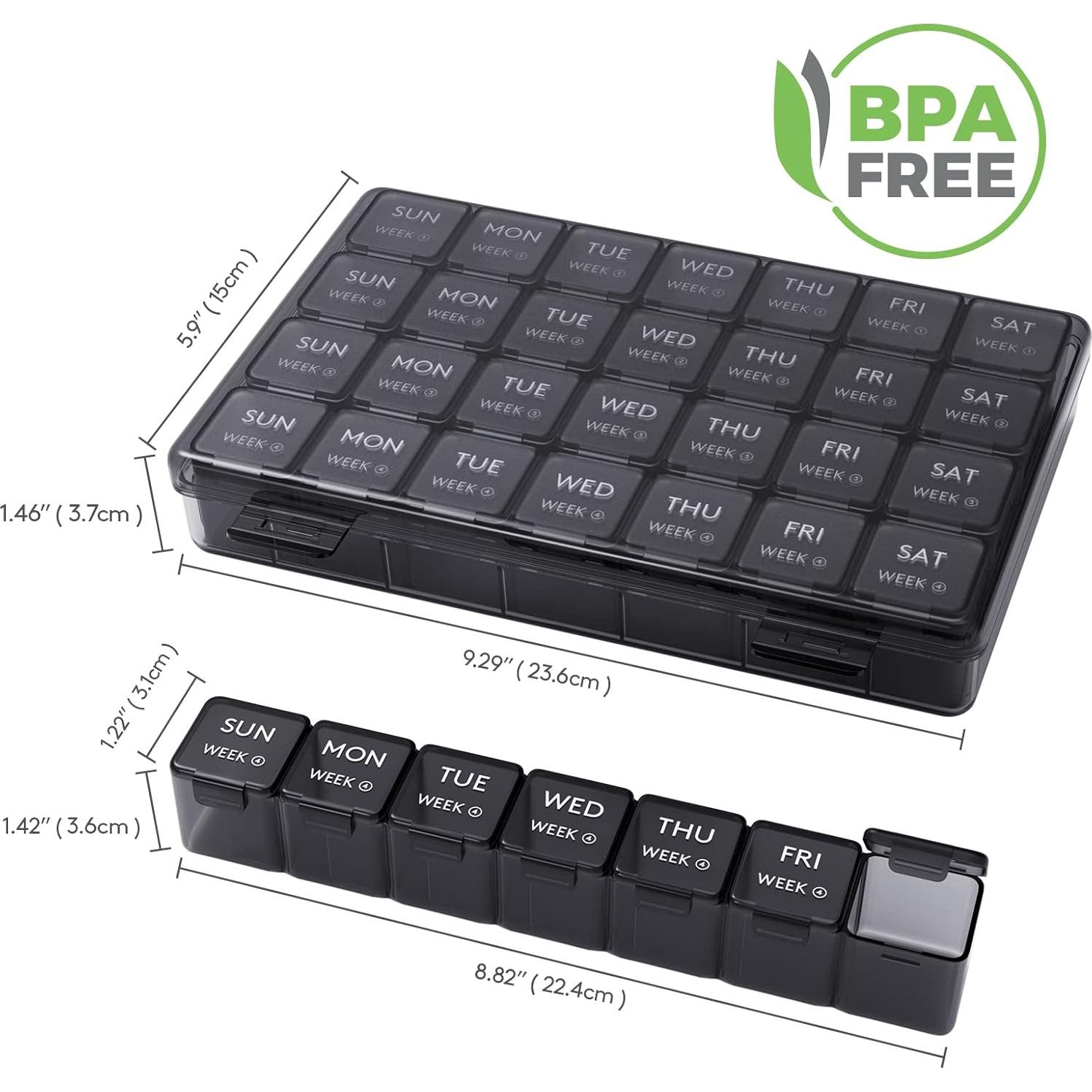 Organizador de Pastillas Mensual Lifewit 28 Compartimentos Negro