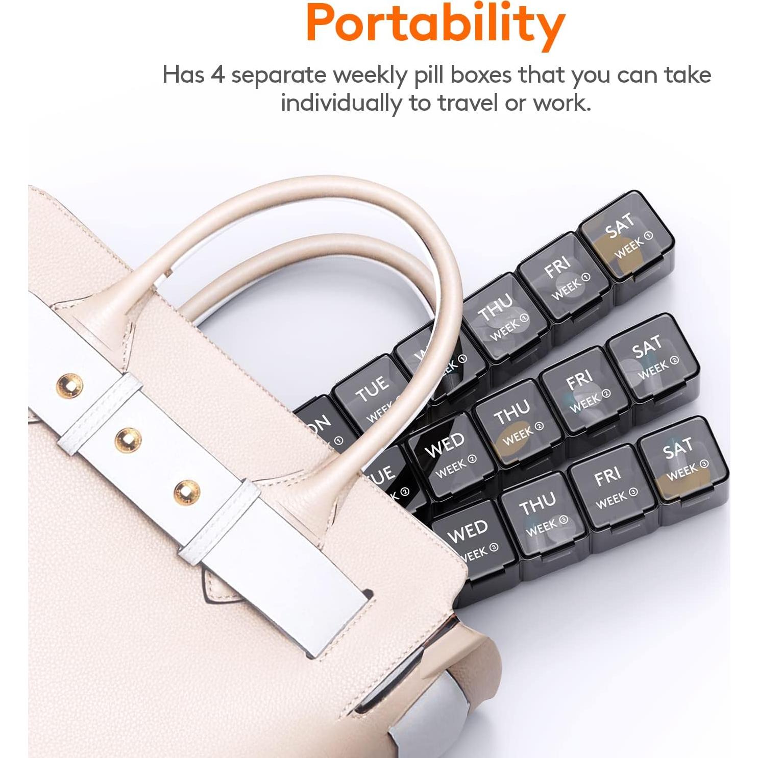 Organizador de Pastillas Mensual Lifewit 28 Compartimentos Negro