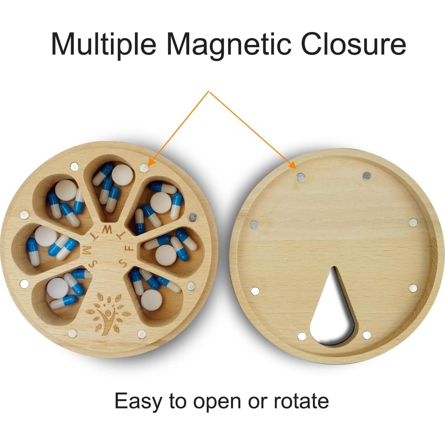 Organizador Semanal de Pastillas de Madera CHIEMOT 7 Días