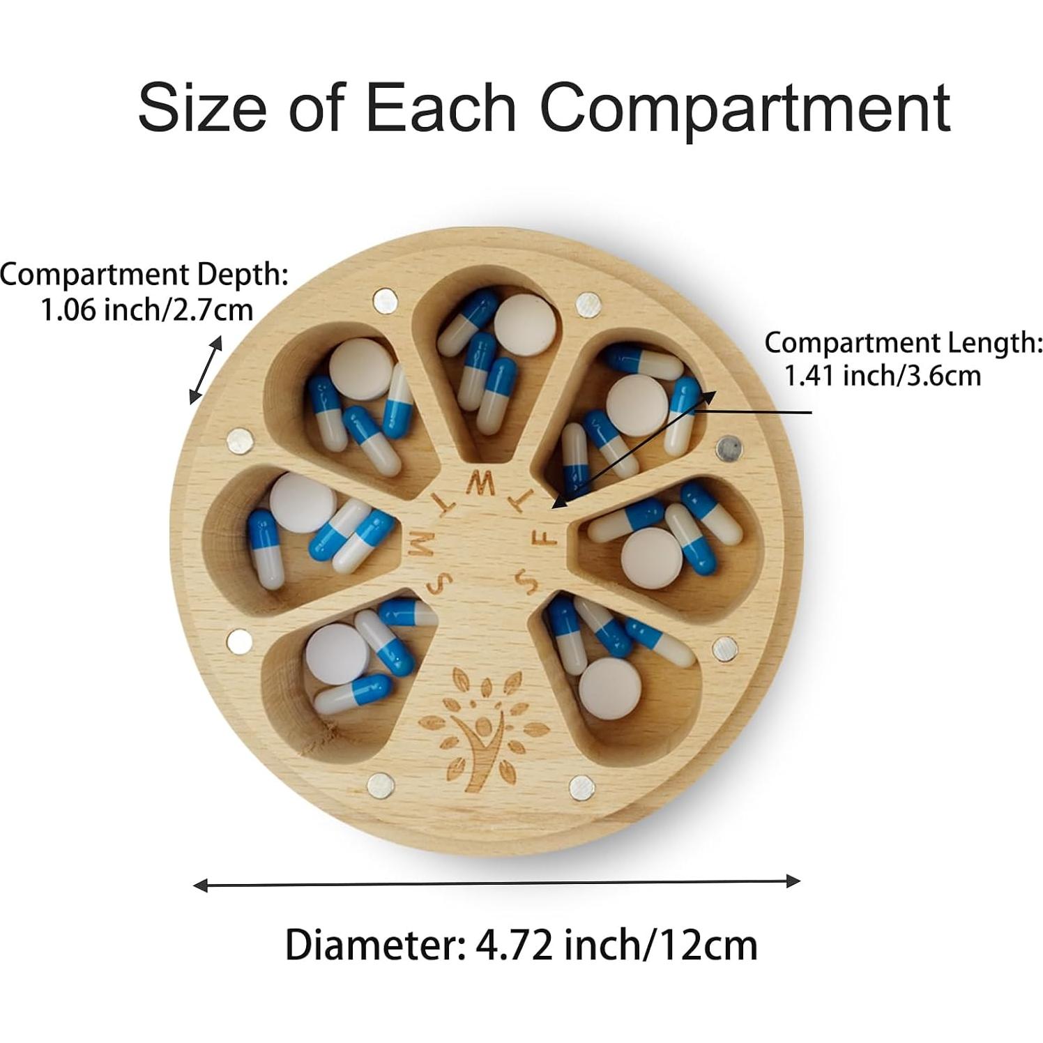 Organizador Semanal de Pastillas de Madera CHIEMOT 7 Días