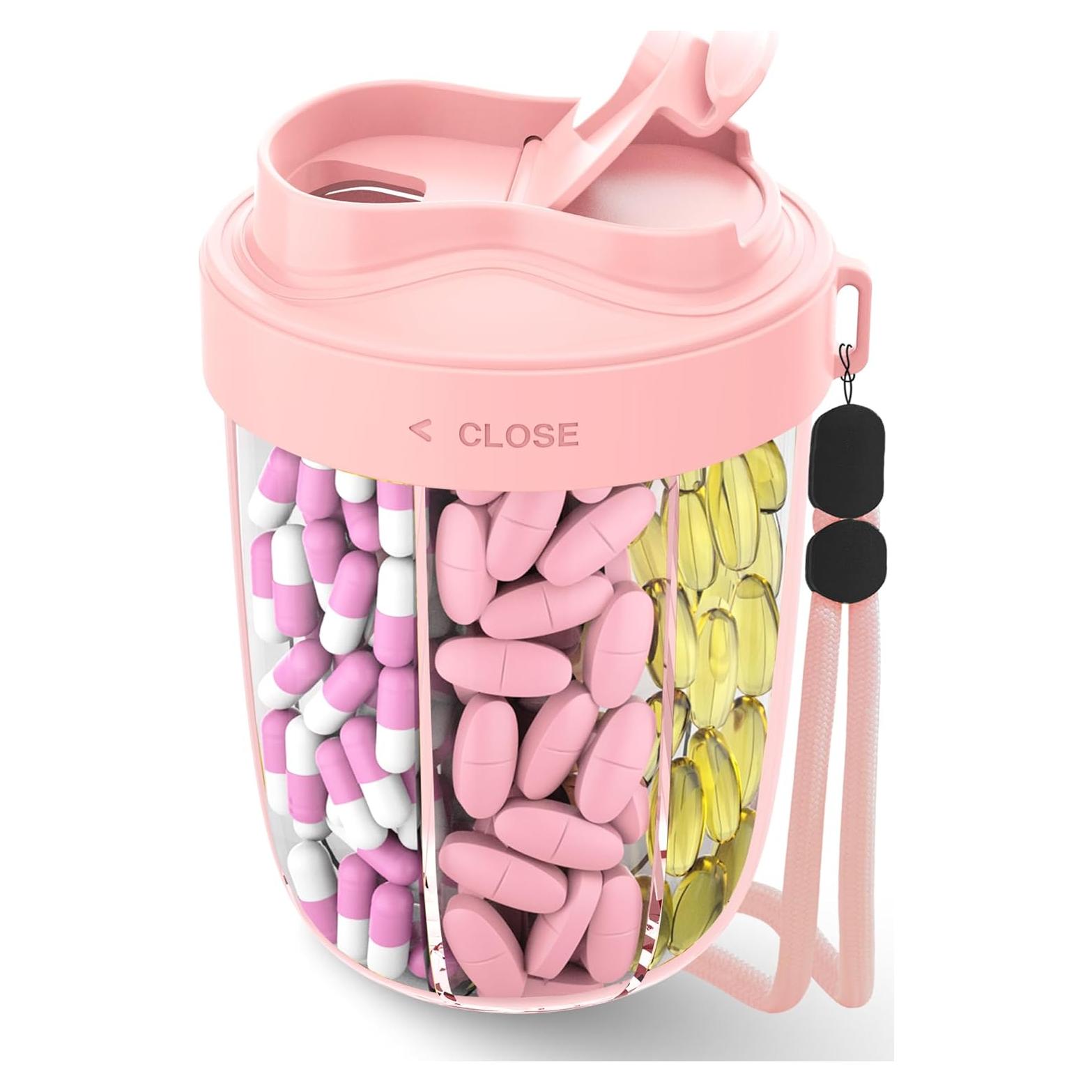 Organizador de Pastillas MEI NIAN Rosa 7 Compartimentos Antimezcla