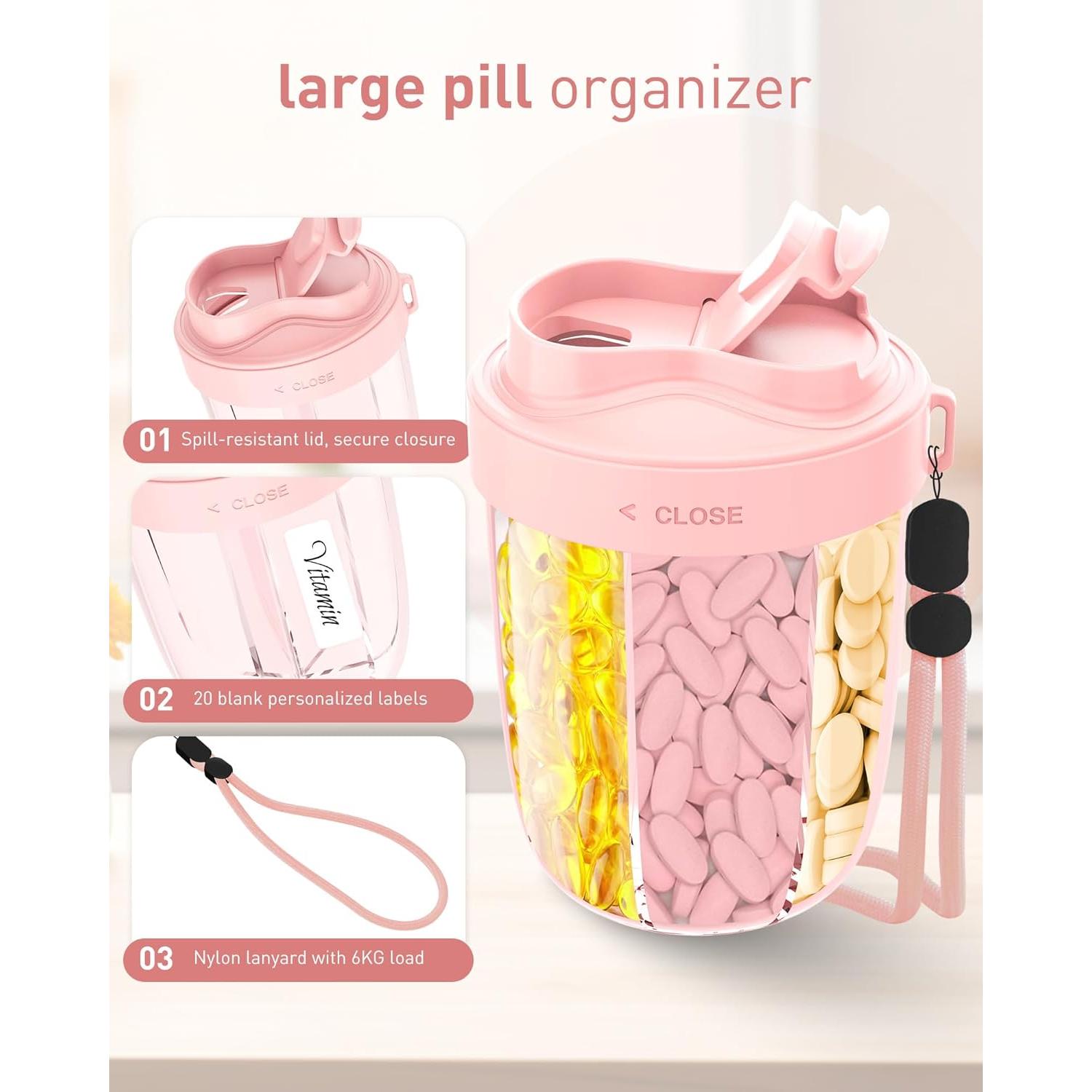 Organizador de Pastillas MEI NIAN Rosa 7 Compartimentos Antimezcla