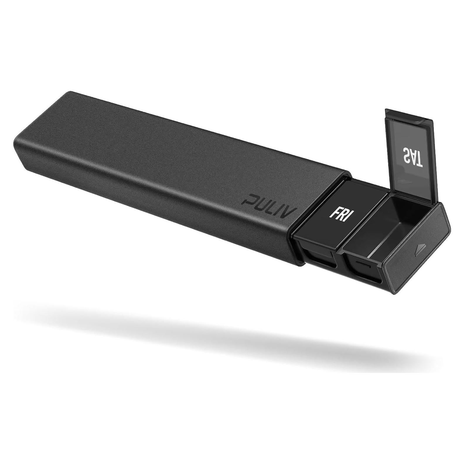 Organizador de Pastillas Semanal PULIV Dual Negro 7 Días