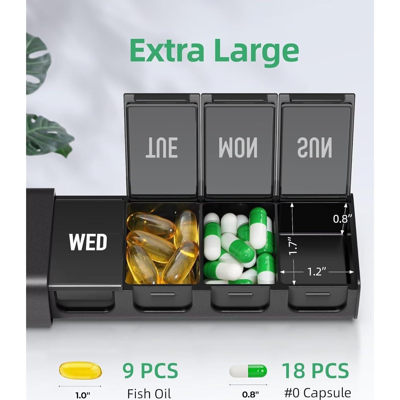 Organizador de Pastillas Semanal PULIV Dual Negro 7 Días