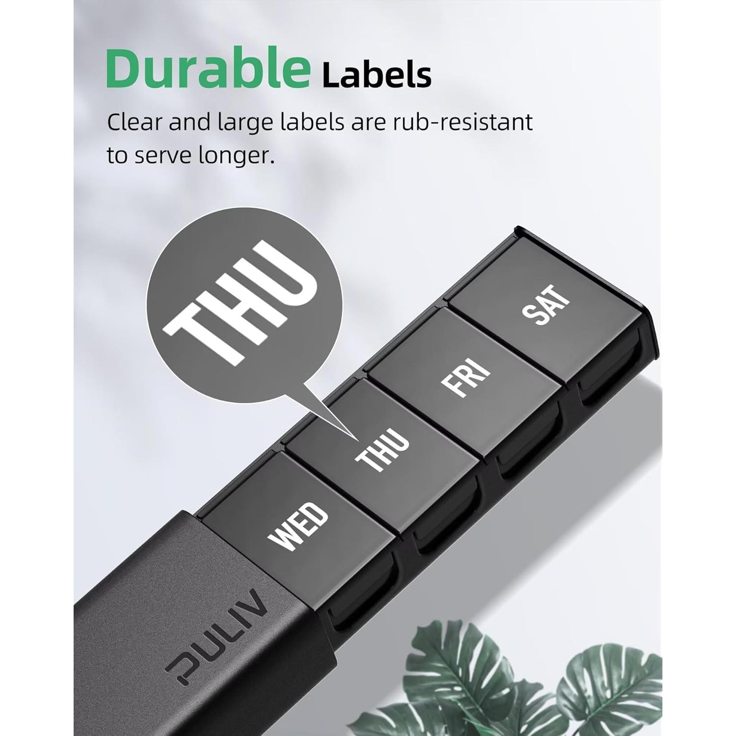 Organizador de Pastillas Semanal PULIV Dual Negro 7 Días