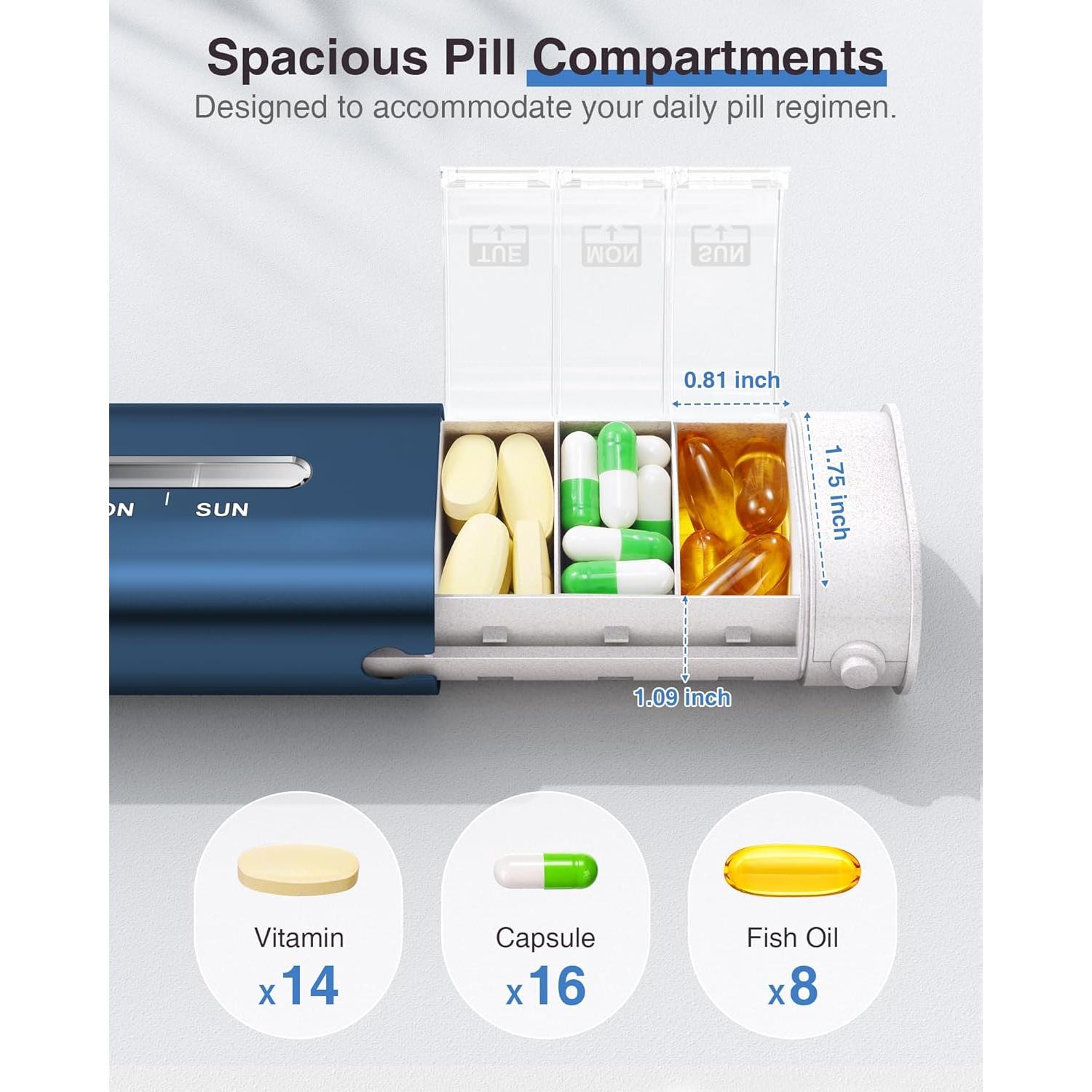 Organizador de Pastillas Zannaki Aluminio 7 Días Portátil Azul