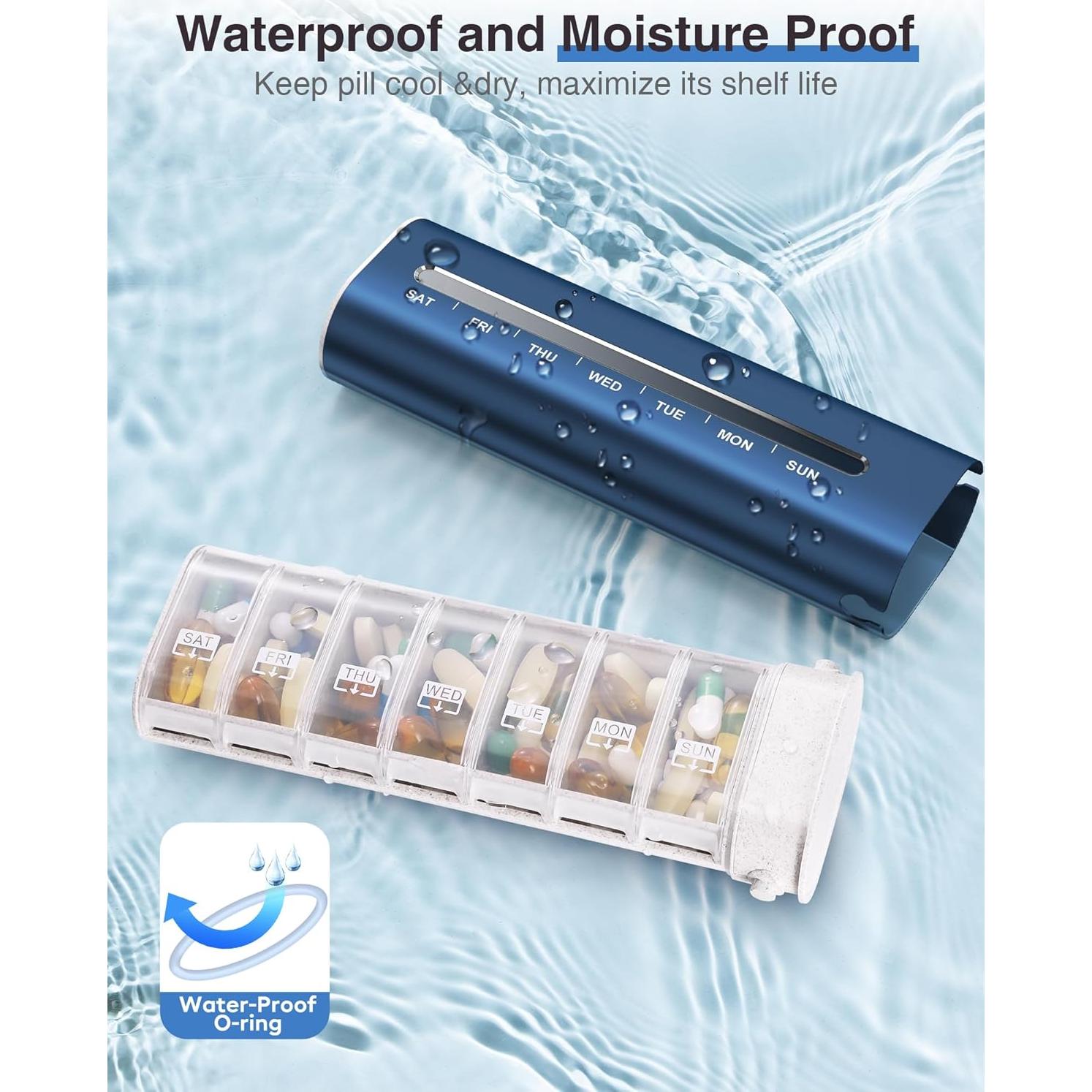 Organizador de Pastillas Zannaki Aluminio 7 Días Portátil Azul