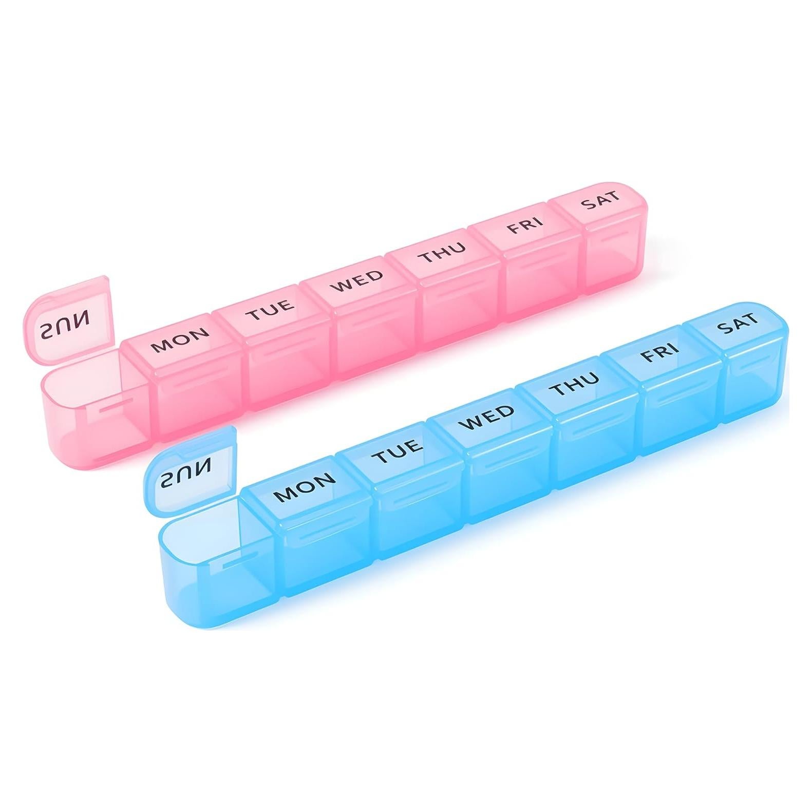 Organizador Semanal de Pastillas Daviky 2 Pack AM PM - Azul y Rosa