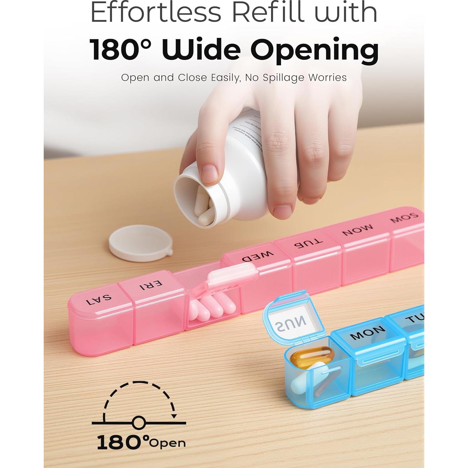 Organizador Semanal de Pastillas Daviky 2 Pack AM PM - Azul y Rosa