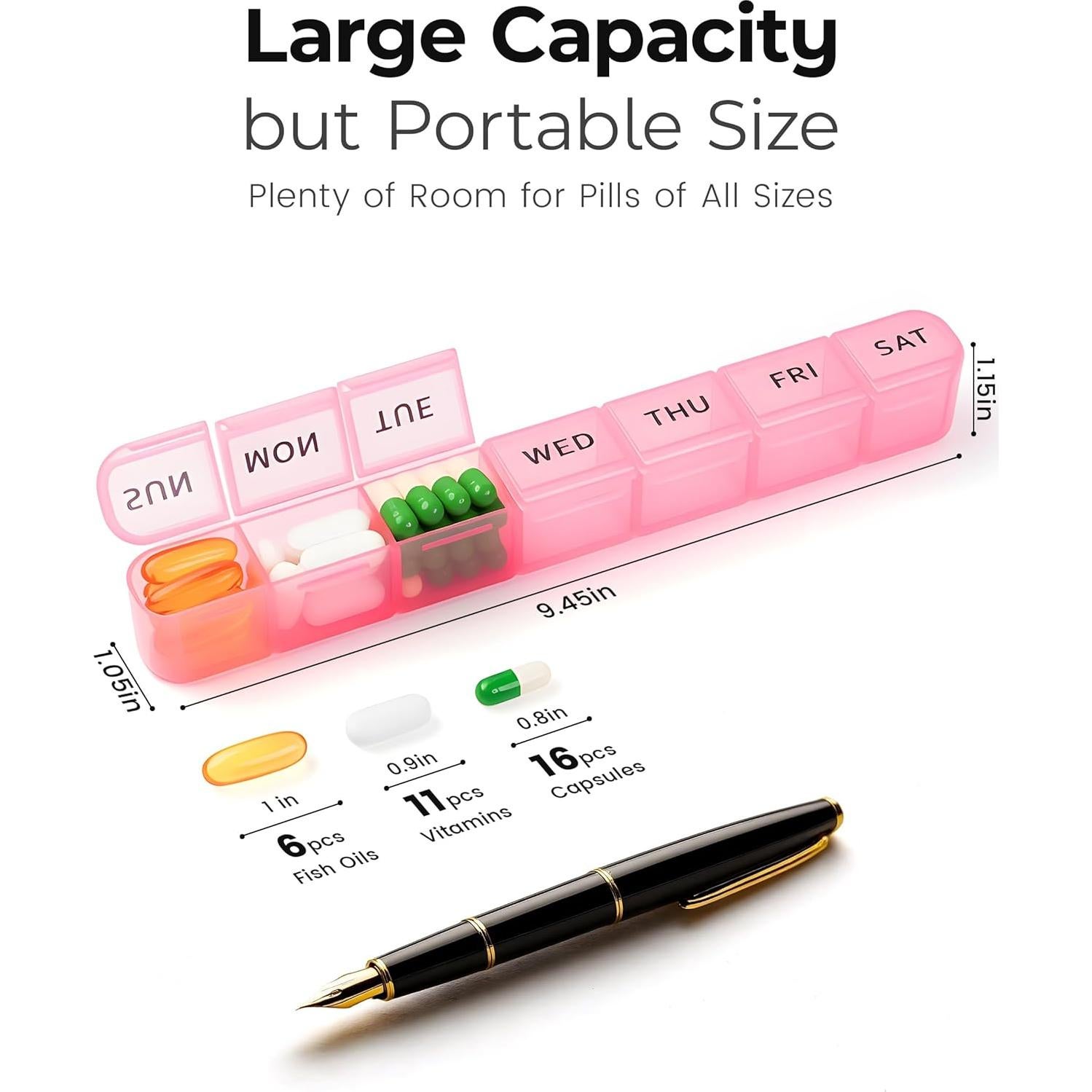 Organizador Semanal de Pastillas Daviky 2 Pack AM PM - Azul y Rosa