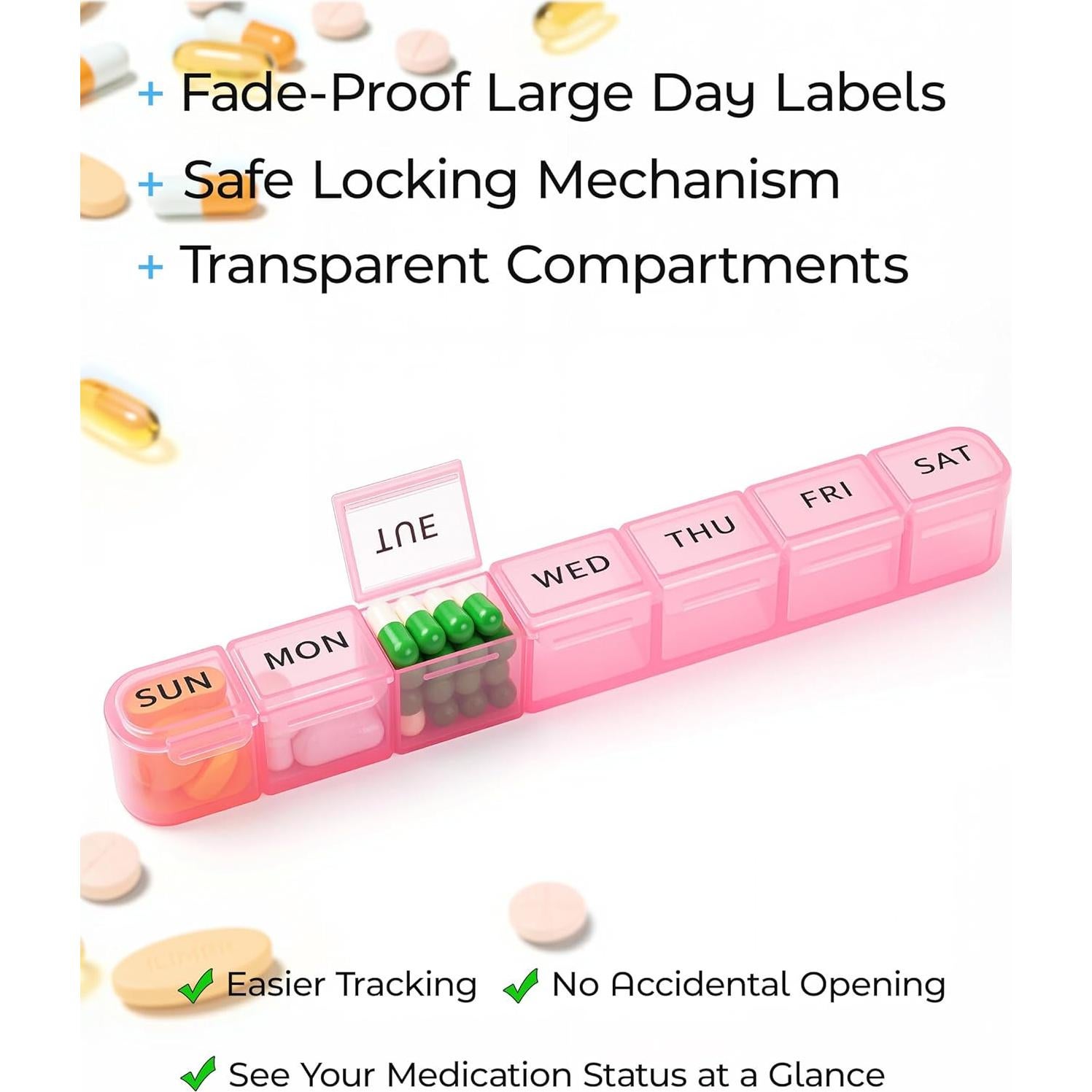 Organizador Semanal de Pastillas Daviky 2 Pack AM PM - Azul y Rosa