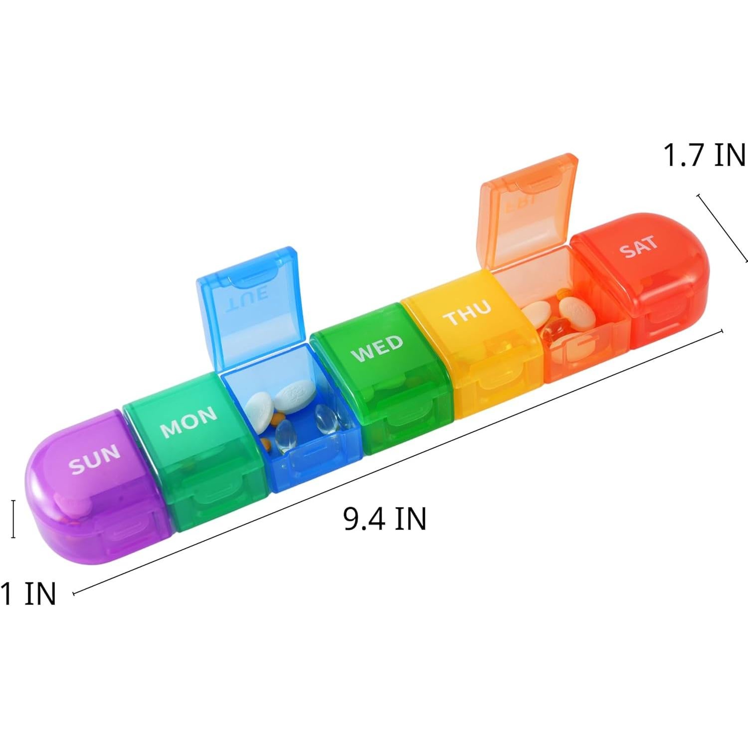 Organizador de Pastillas Semanal RSWHYY Multicolor 7 Días