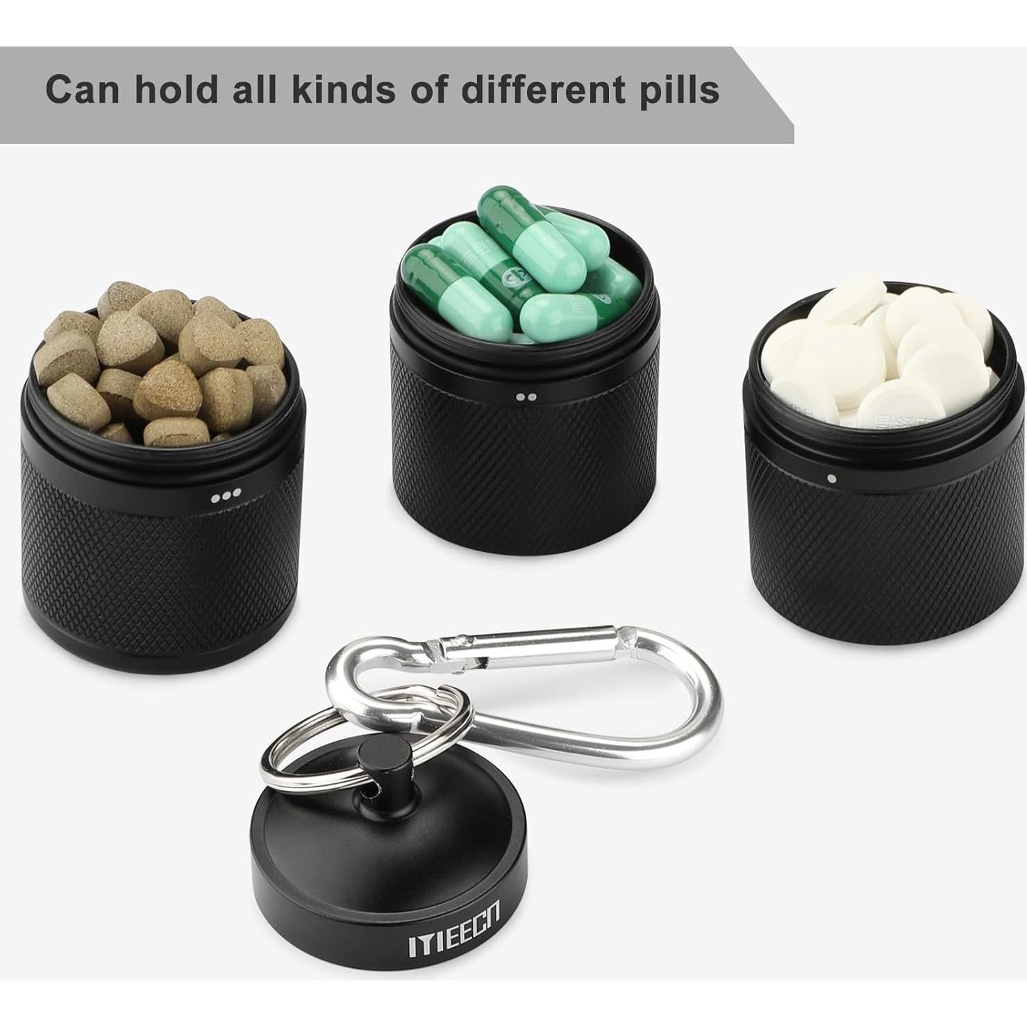 Organizador de Pastillas MEECN 3 Capas Aluminio Impermeable Negro