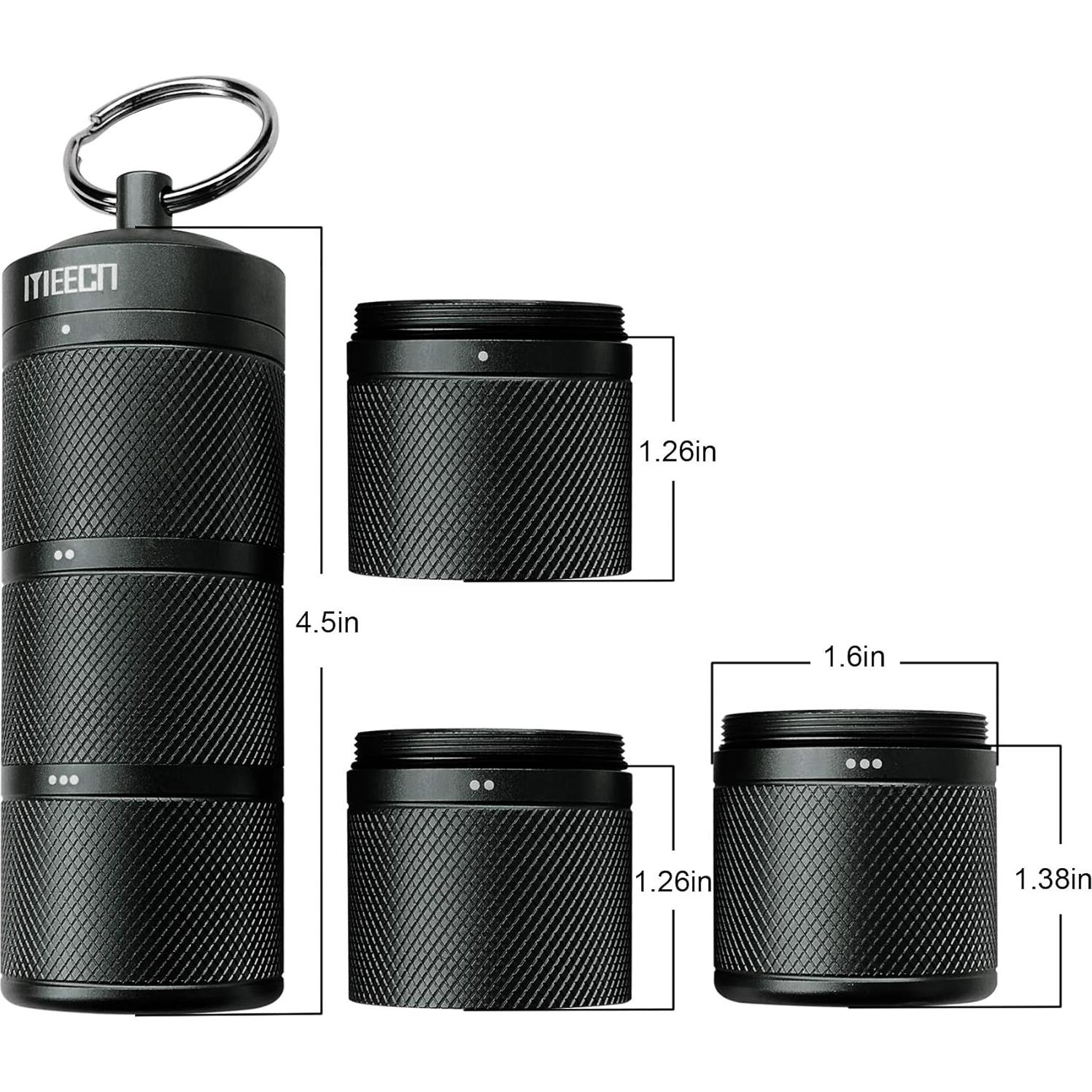 Organizador de Pastillas MEECN 3 Capas Aluminio Impermeable Negro